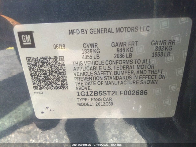 Chevrolet MALIBU LS 2020 1G1ZB5ST2LF002686 Image 9