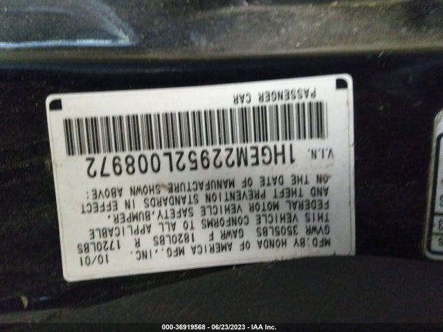 2002 HONDA CIVIC EX VIN: 1HGEM22952L008972