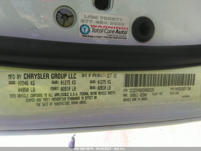 2013 DODGE CHALLENGER SXT VIN: 2C3CDYAGXDH566328