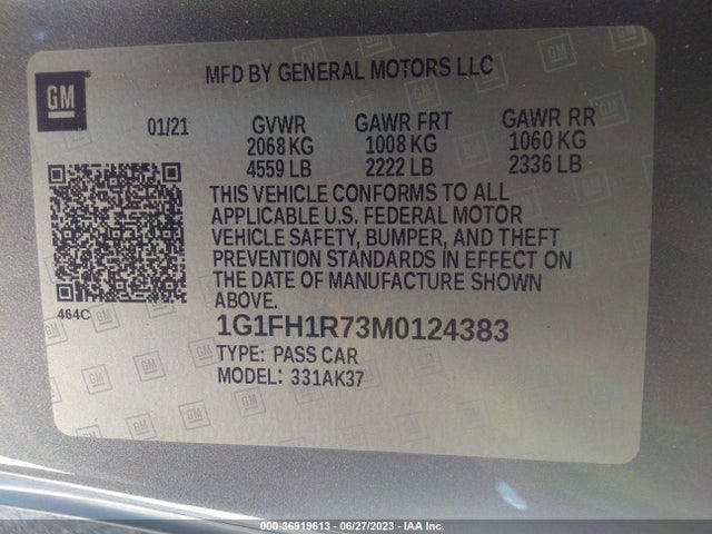 Chevrolet CAMARO 2SS 2021 1G1FH1R73M0124383 Image 9