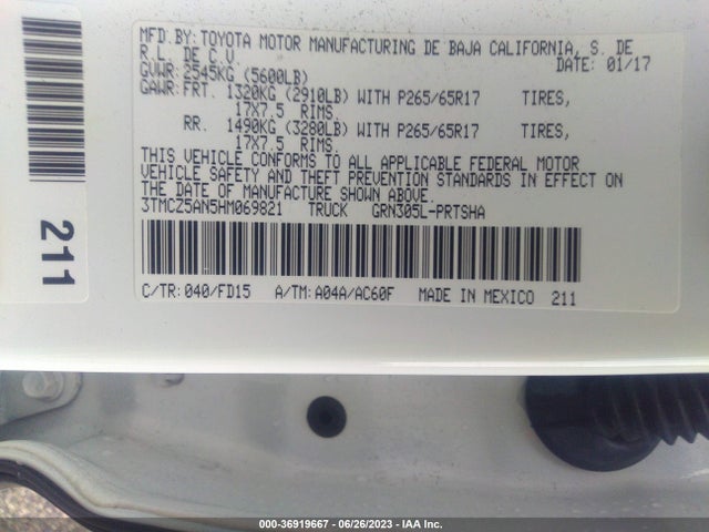3TMCZ5AN5HM069821 Toyota Tacoma Trd Sport