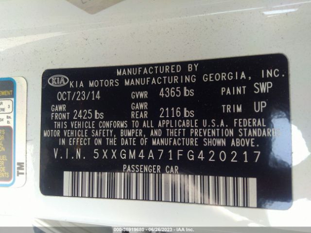 5XXGM4A71FG420217 KIA Optima Lx