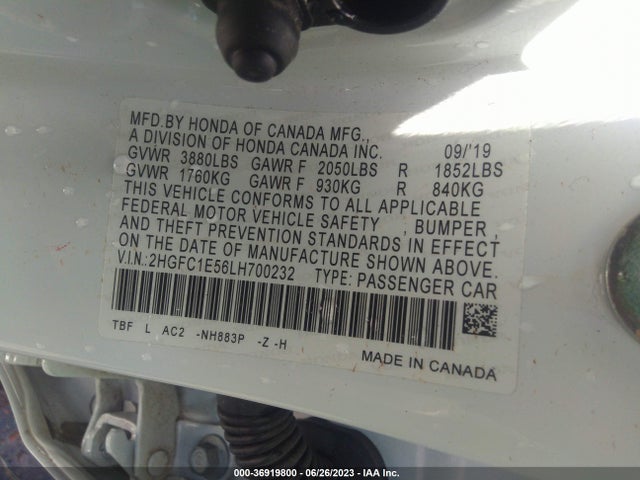 Honda CIVIC SI SEDAN 2020 2HGFC1E56LH700232 Image 9