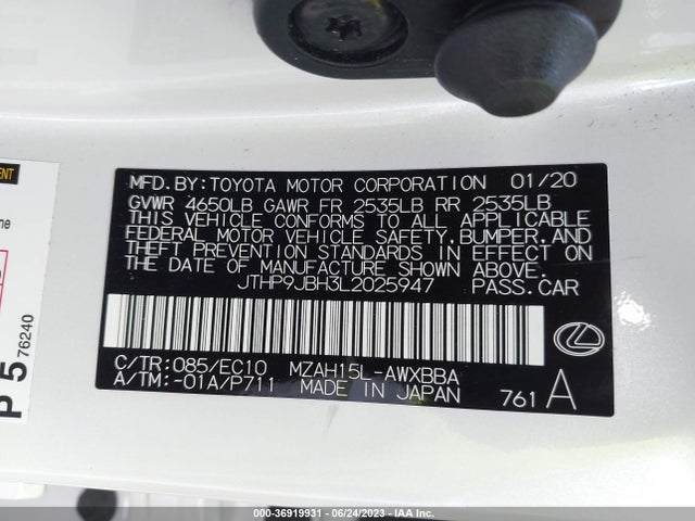 JTHP9JBH3L2025947 Lexus Ux Ux 250h