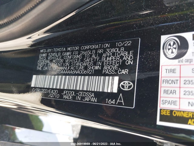 2022 Toyota Mirai, VIN: JTDAAAAA6NA006921