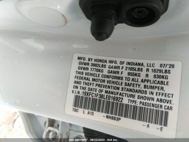Honda Civic Sedan Ex 2020 19XFC1F38LE016922 Image 9