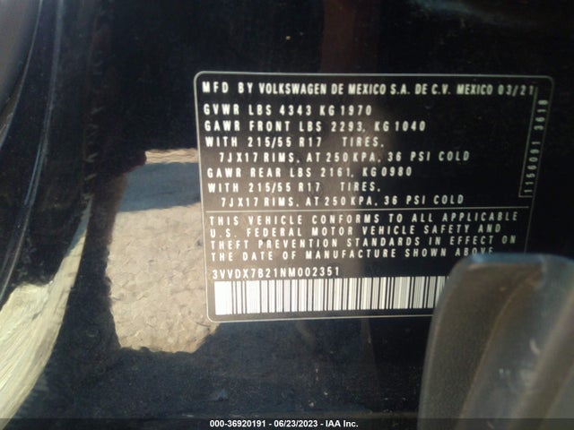 3VVDX7B21NM002351 Volkswagen TAOS S