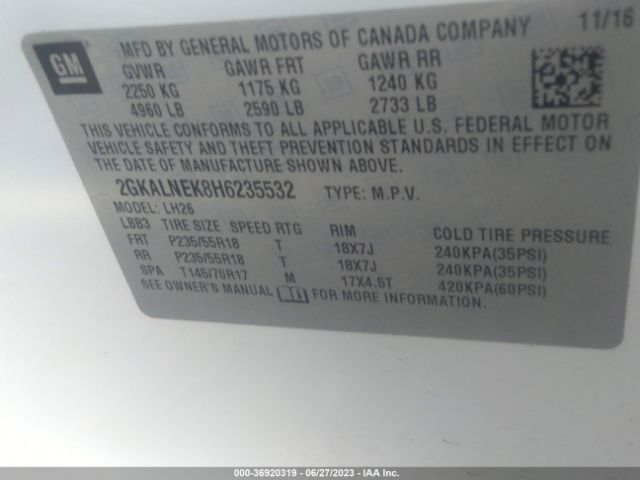 2GKALNEK8H6235532 GMC Terrain Sle