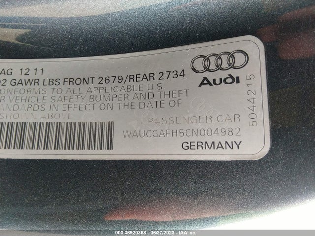Продажа на аукционе авто 2012 Audi S5 3.0 Premium Plus, vin: WAUCGAFH5CN004982, номер лота: 36920368