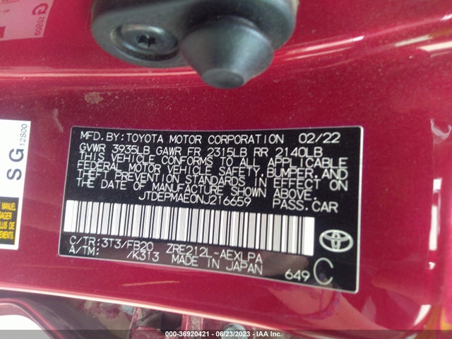 Toyota COROLLA LE 2022 JTDEPMAE0NJ216659 Image 14