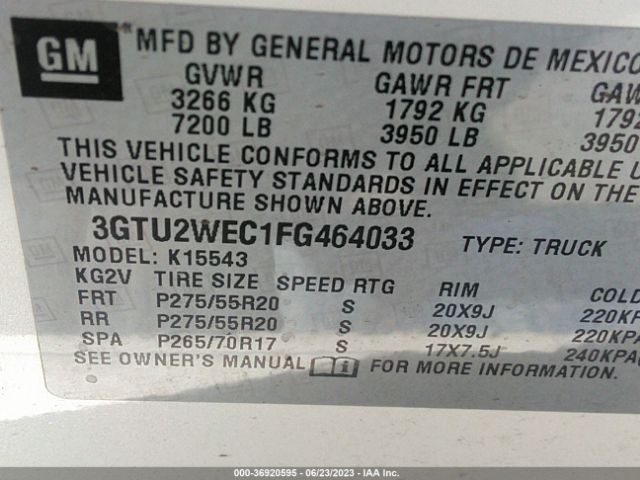 3GTU2WEC1FG464033 GMC Sierra 1500 Denali