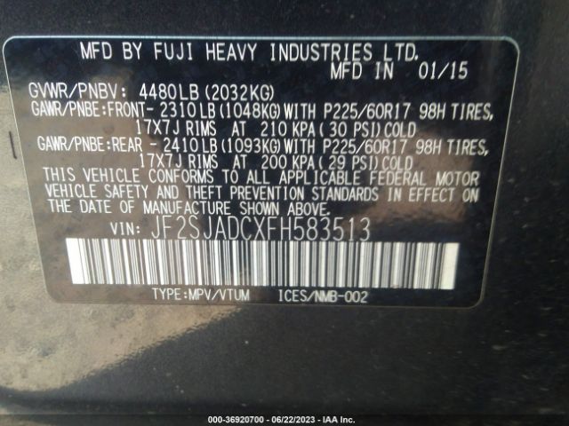 JF2SJADCXFH583513 Subaru Forester 2.5i Premium