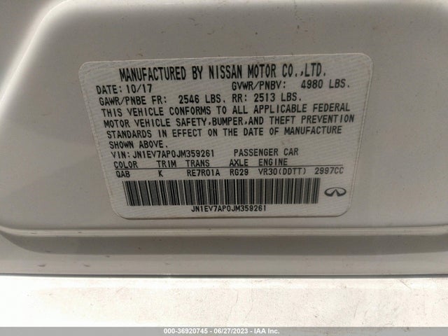 JN1EV7AP0JM359261 Infiniti Q50 3.0t Sport