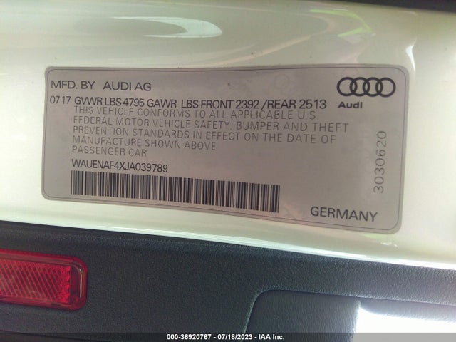 WAUENAF4XJA039789 Audi A4 Premium Plus