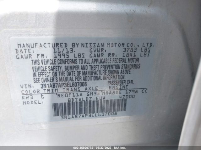 3N1AB7AP3EL607008 Nissan SENTRA SV