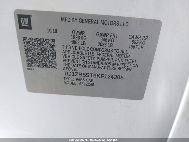 Chevrolet MALIBU LS 2019 1G1ZB5ST6KF124305 Image 9