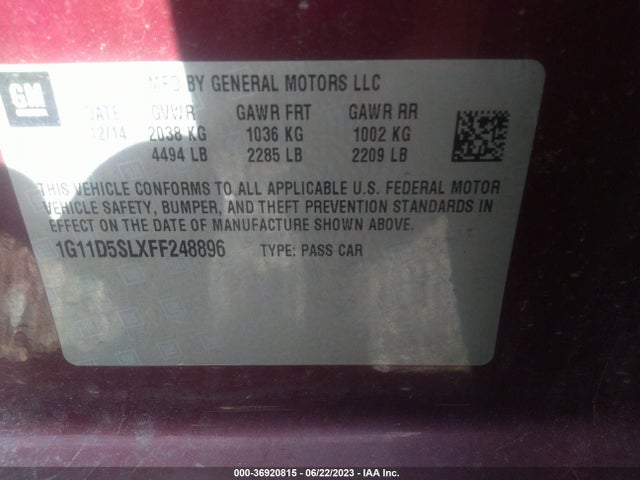 Chevrolet MALIBU LT 2015 1G11D5SLXFF248896 Image 10