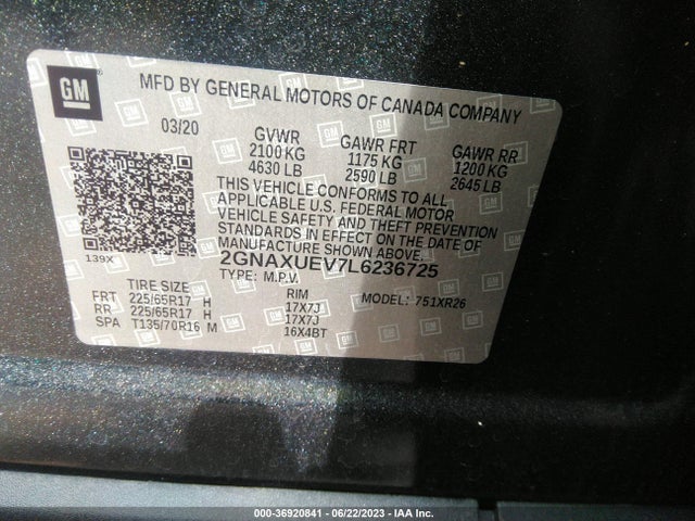 Chevrolet EQUINOX LT 2020 2GNAXUEV7L6236725 Image 9