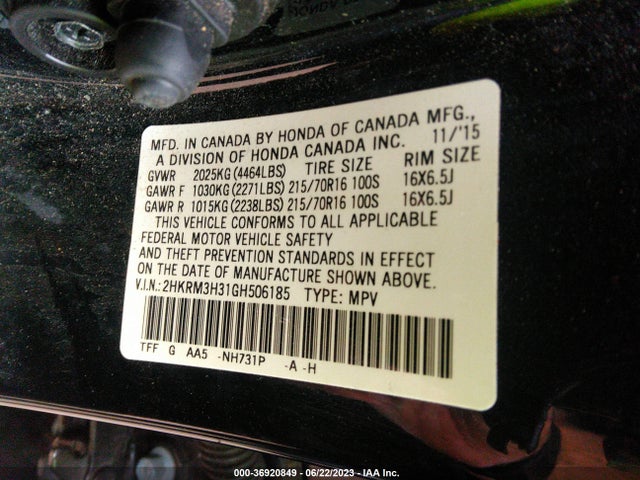 Honda CR-V LX 2016 2HKRM3H31GH506185 Image 9