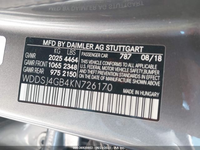 WDDSJ4GB4KN726170 Mercedes-Benz Cla Cla 250