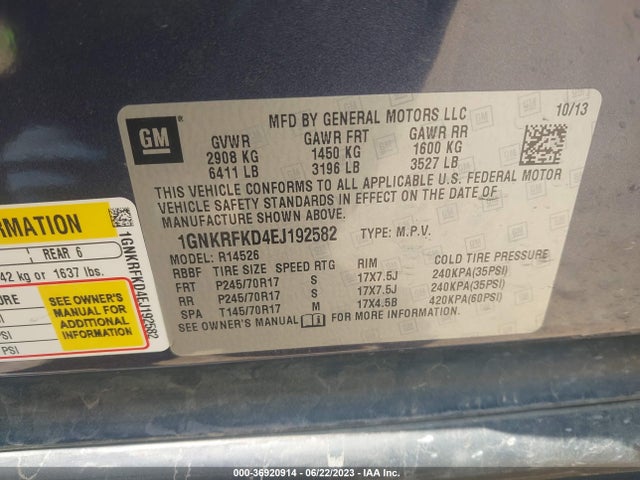 Chevrolet Traverse Ls 2014 1GNKRFKD4EJ192582 Image 10