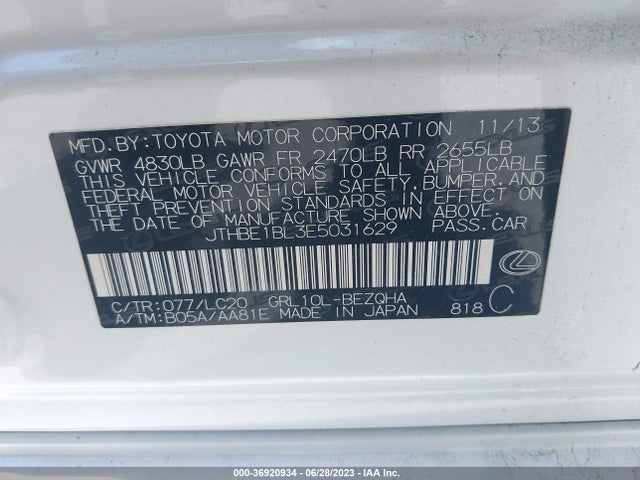 Lexus GS 350 2014 JTHBE1BL3E5031629 Image 9