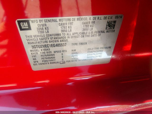 3GTU2VEC1EG485537 GMC Sierra 1500 Slt