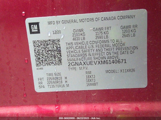 Chevrolet EQUINOX LT 2021 2GNAXUEVXM6140671 Image 9