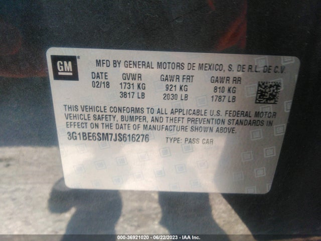Chevrolet CRUZE LT 2018 3G1BE6SM7JS616276 Image 15