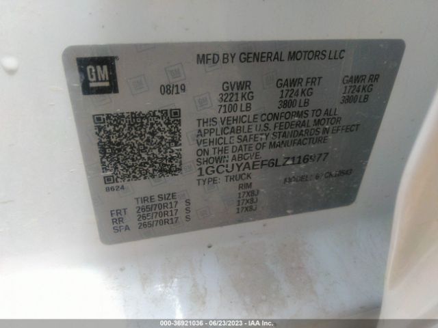 1GCUYAEF6LZ116977 Chevrolet Silverado 1500 4wd  Short Bed Wt