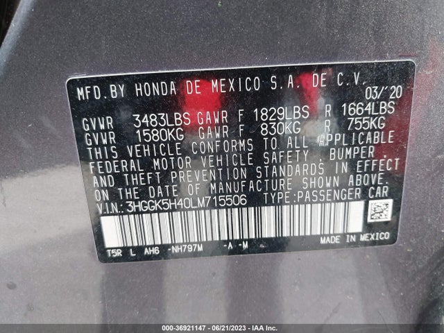 Honda FIT LX 2020 3HGGK5H40LM715506 Image 9