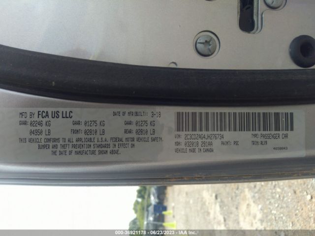 2C3CDZAG4JH276734 Dodge Challenger Sxt Plus
