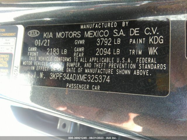 3KPF34ADXME325374 KIA Forte Gt-line