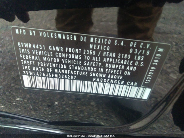 3VWLA7AJ5FM328267 Volkswagen Jetta Sedan 2.0l Tdi S