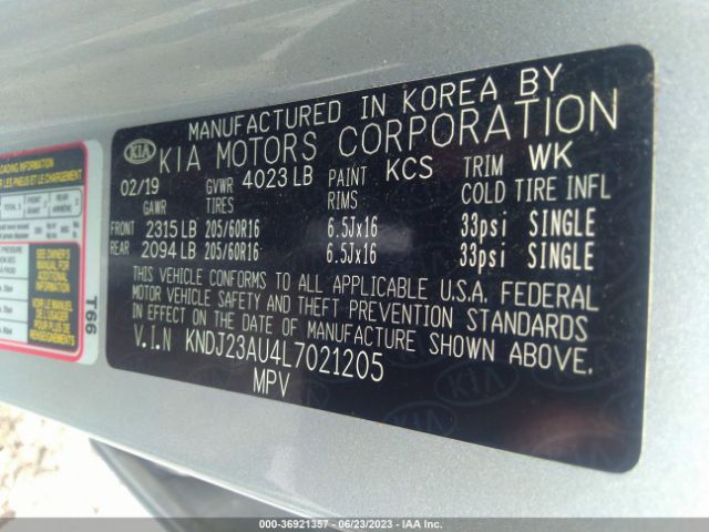 KNDJ23AU4L7021205 KIA SOUL S