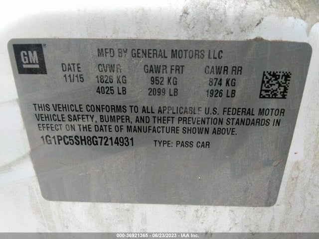 Chevrolet Cruze Limited Ls 2016 1G1PC5SH8G7214931 Image 9