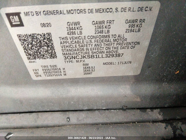 Chevrolet TRAX LS 2020 3GNCJKSB1LL329387 Image 9