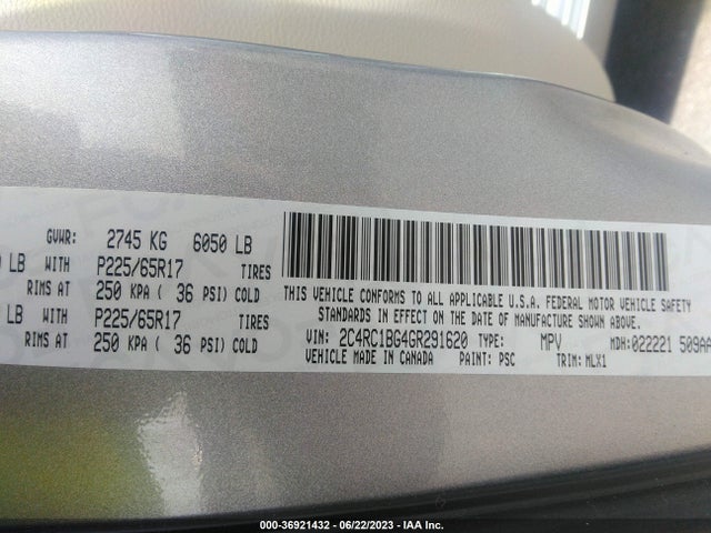2C4RC1BG4GR291620 Chrysler Town & Country Touring