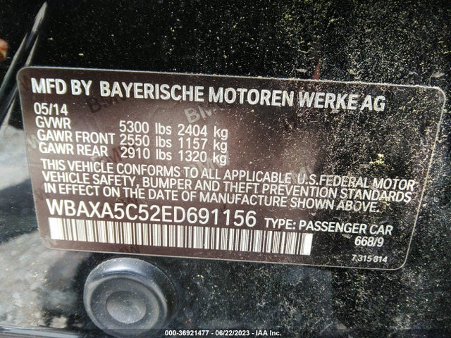 BMW 5 Series 535d 2014 WBAXA5C52ED691156 Image 9