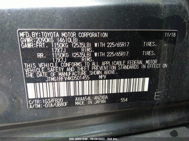 Toyota RAV4 LE 2019 JTMG1RFV4KD501455 Image 9