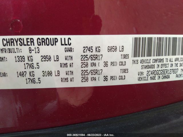 2C4RDGCG5ER127837 Dodge Grand Caravan Sxt