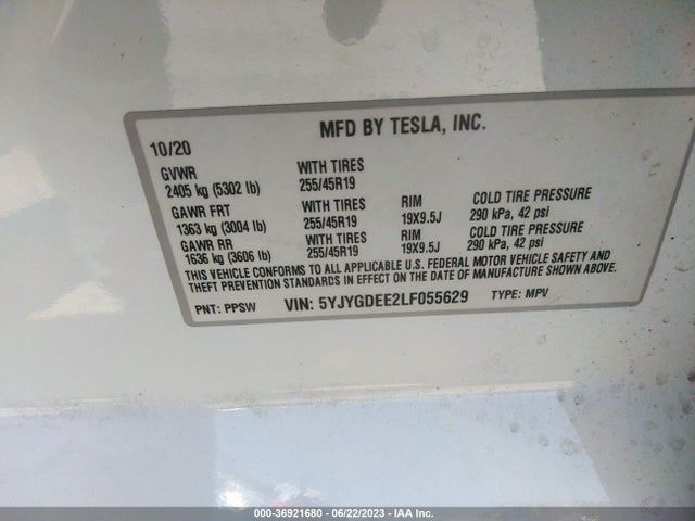 Tesla Model Y Long Range 2020 5YJYGDEE2LF055629 Image 8