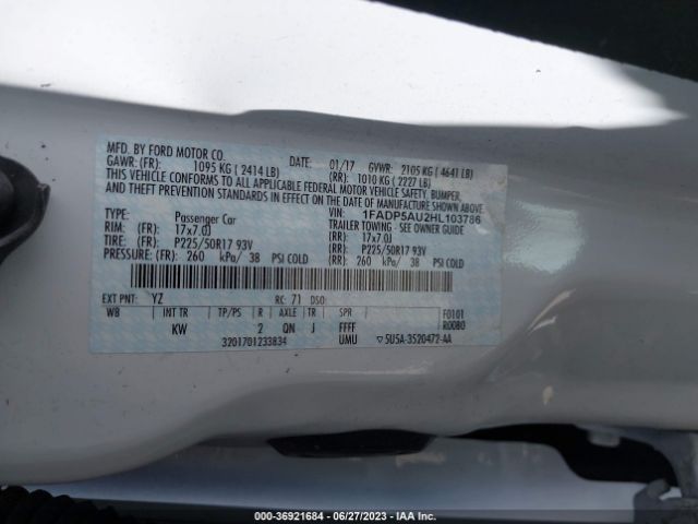 1FADP5AU2HL103786 Ford C-max Hybrid Se