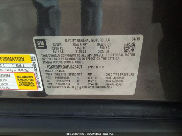 1GKKRRKD4FJ328497 GMC ACADIA SLT