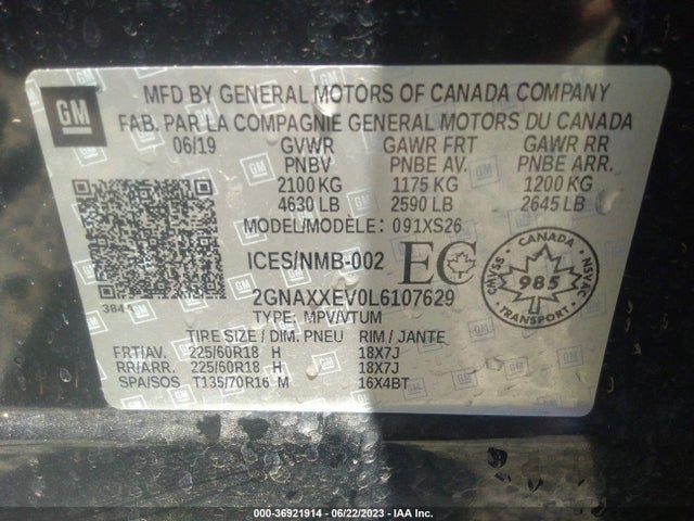 Chevrolet Equinox Premier 2020 2GNAXXEV0L6107629 Image 9