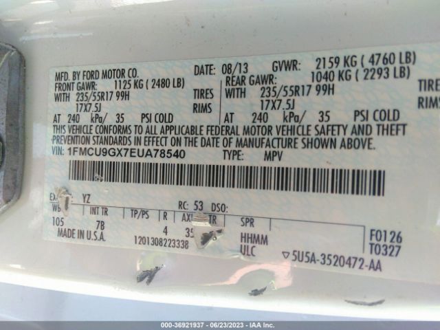 1FMCU9GX7EUA78540 Ford ESCAPE SE