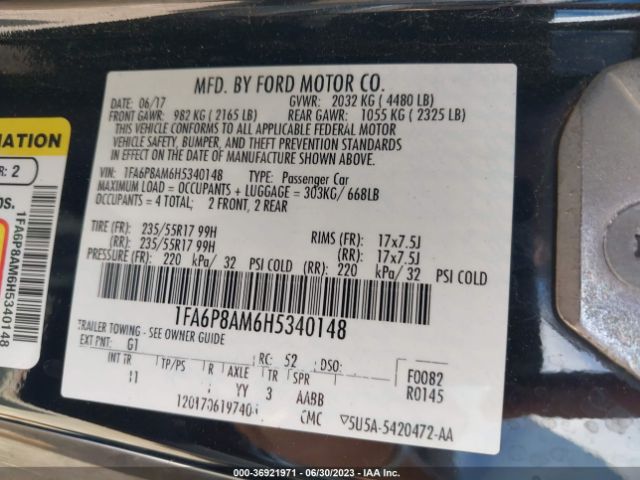 1FA6P8AM6H5340148 Ford Mustang V6