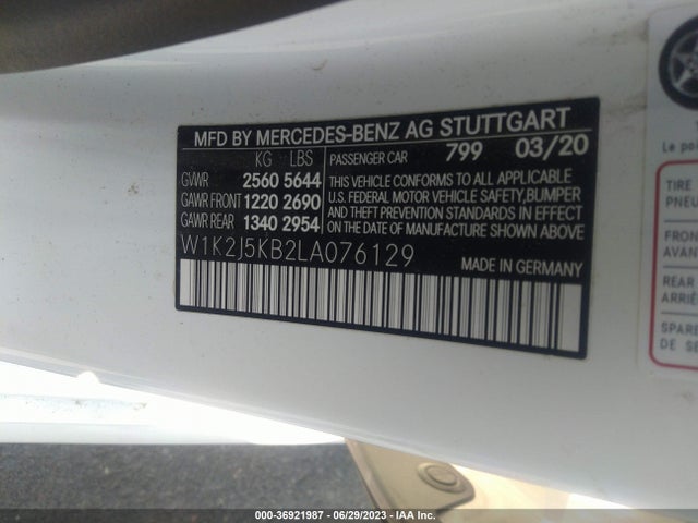2020 Mercedes-Benz CLS-Class, VIN: W1K2J5KB2LA076129