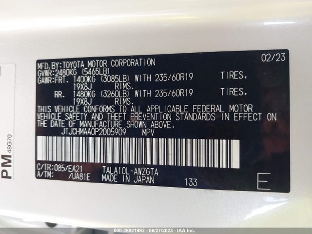 JTJCHMAA0P2005909 Lexus Rx Rx 350