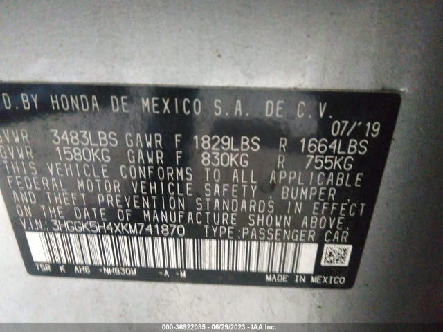 Honda FIT LX 2019 3HGGK5H4XKM741870 Image 9